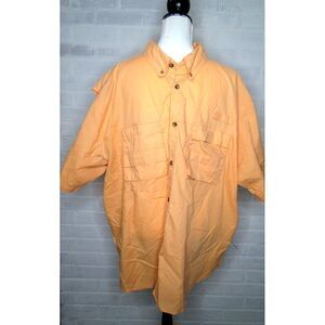 Rugged Earth Mens Button Down Shirt 3X Orange Vented Hiking Fishing Short Sleeve